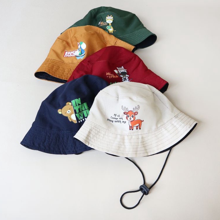 Lebih Kekinian  Bucket Hat Anak Tali Topi Anak Laki Laki Cowok Topi Anak Perempuan Cewek Topi Rimba 
