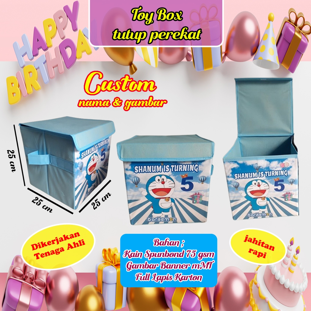 

Hampers Toy Box Ultah Tutup Polos Perekat Custom Lucu