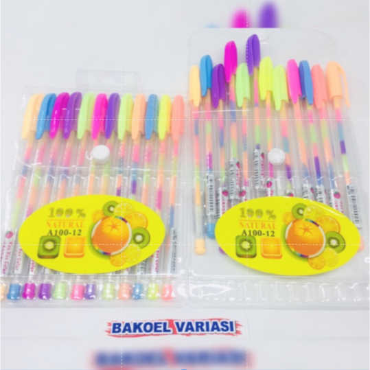 

(1pak) Pulpen Pelangi / Rainbow Gel Pen Unik Warna Warni Pulpen Gel 1 Pack isi 12 pcs