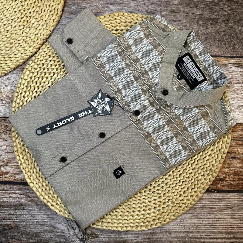 (𝐓𝐄𝐑𝐁𝐀𝐑𝐔) Motif 6 Baju Kemko Koko Baju Koko Kemeja Sanghai Lengan Panjang Pria Dewasa Kombinasi Salu