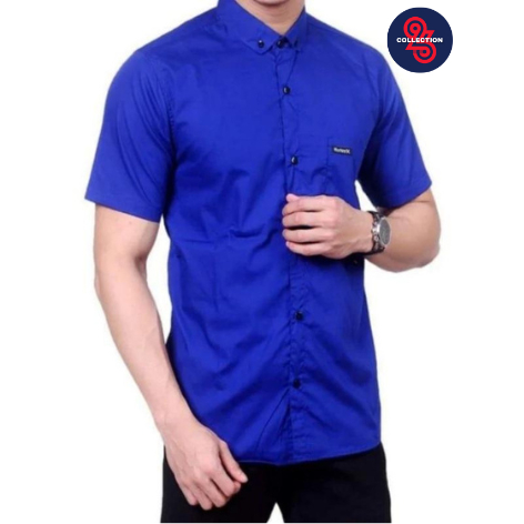 TWENTY SIX Baju Kemeja Slimfit Pria Lengan Pendek Modern Hem Atasan Polos Murah Cowok Solo Pekalonga