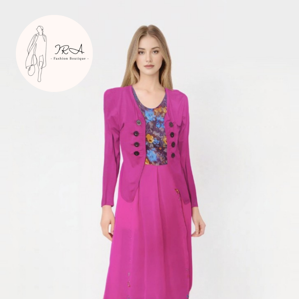 Long Dress dengan Blazer Wanita - One Set Blazer - Ira Boutique