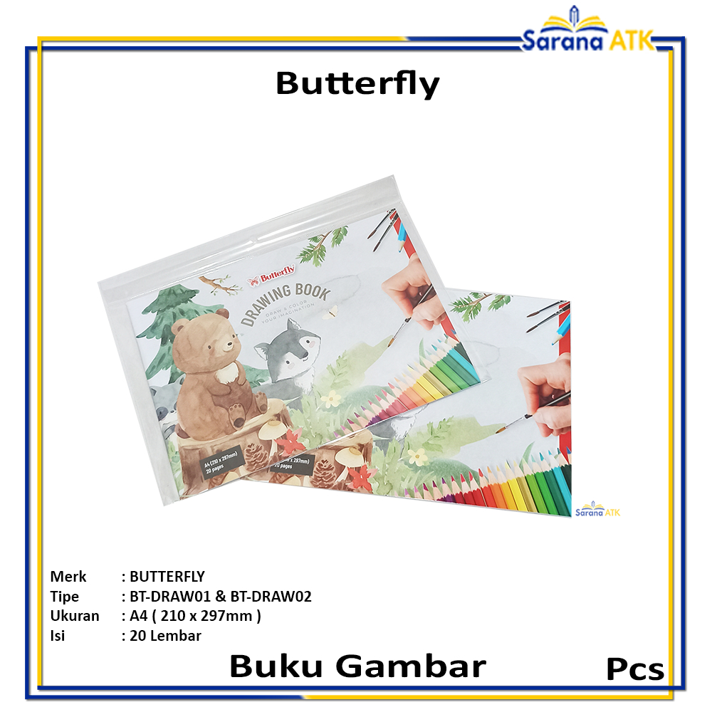 

Butterfly - Drawing Book - Buku Gambar A4 - Pcs