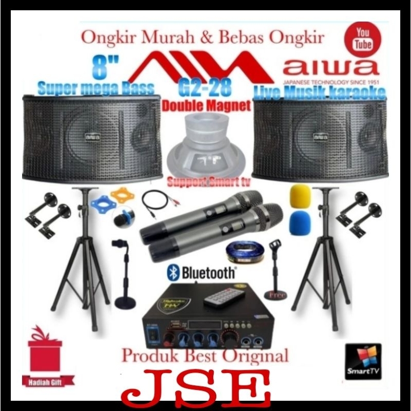 Paket Set Karaoke Sound syatem Aiwa 8 inch Double Magnet G2-28 Import