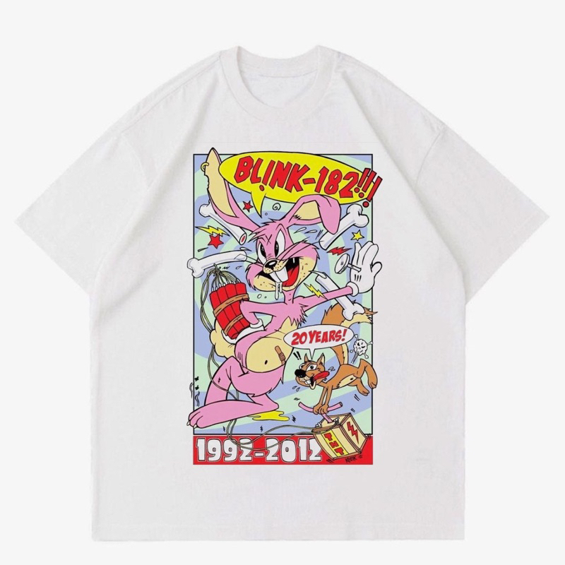 KAOS BAND BLINK 182 OVERSIZE 24s | T-SHIRT BAND BLINK 182 OVERSIZE 24s WHITE | BAJU BAND PRIA PUTIH
