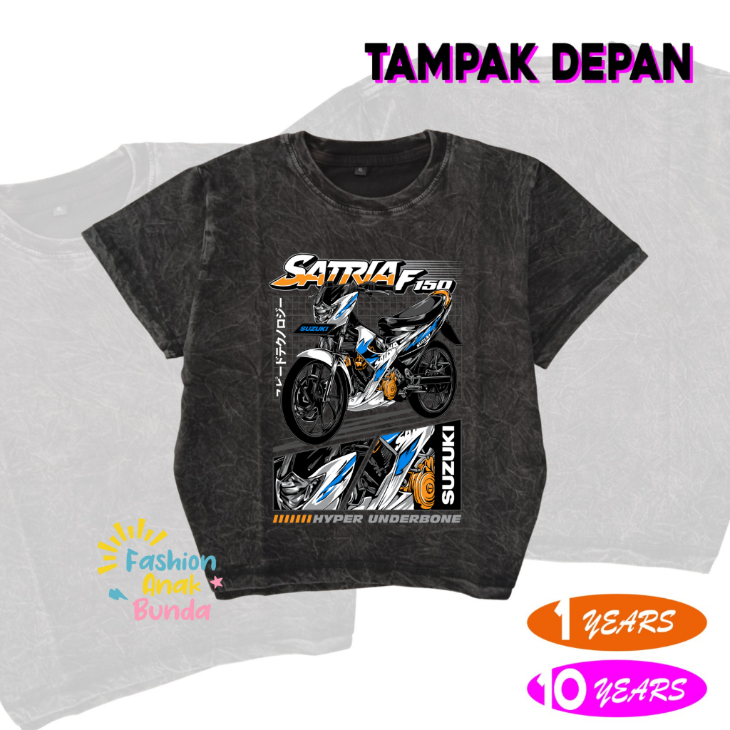 Baju Anak Kaos Anak WASHED Motif Motor Satria F150 FU Terbaru Free Nama