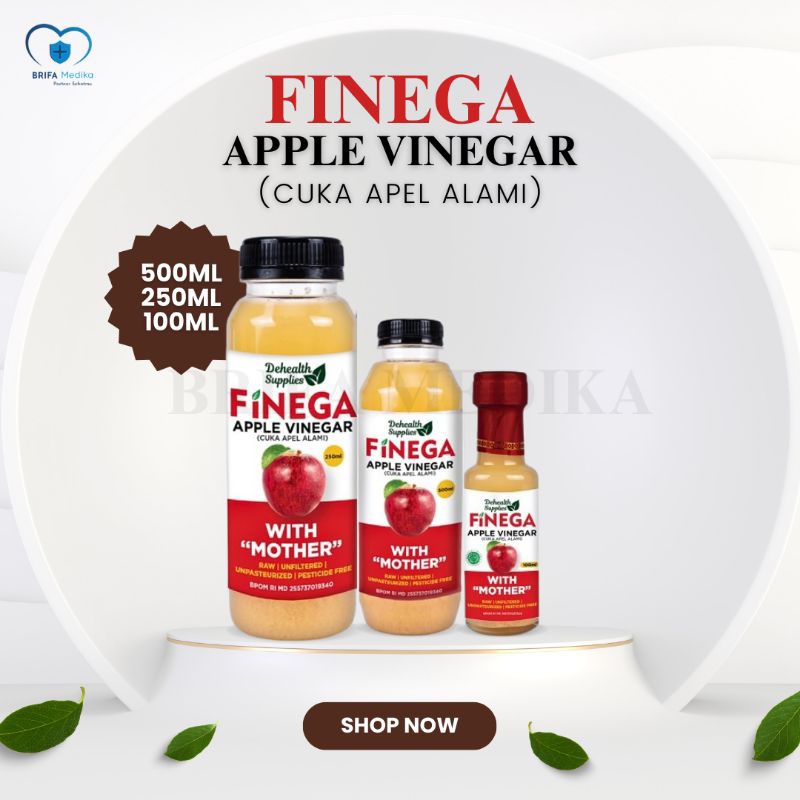 

FINEGA (APPLE VINEGAR) Cuka Apel Alami With "Mother" - Dehealth Supplies