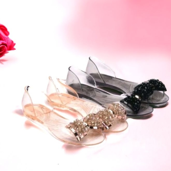 Sepatu Jelly Kaca Wanita/Pita Kaca Transparan Summer's