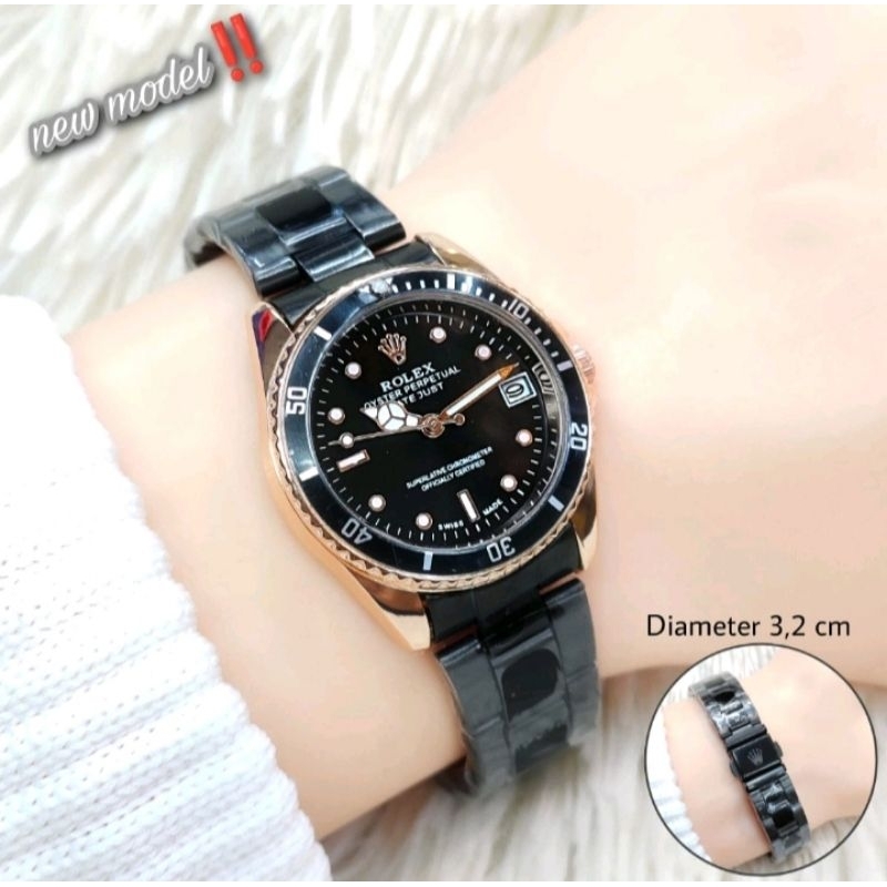 Promo Jam Tangan Wanita Rolex Terbaru Rantai Solid Datejust Anti Air Free Box Ori