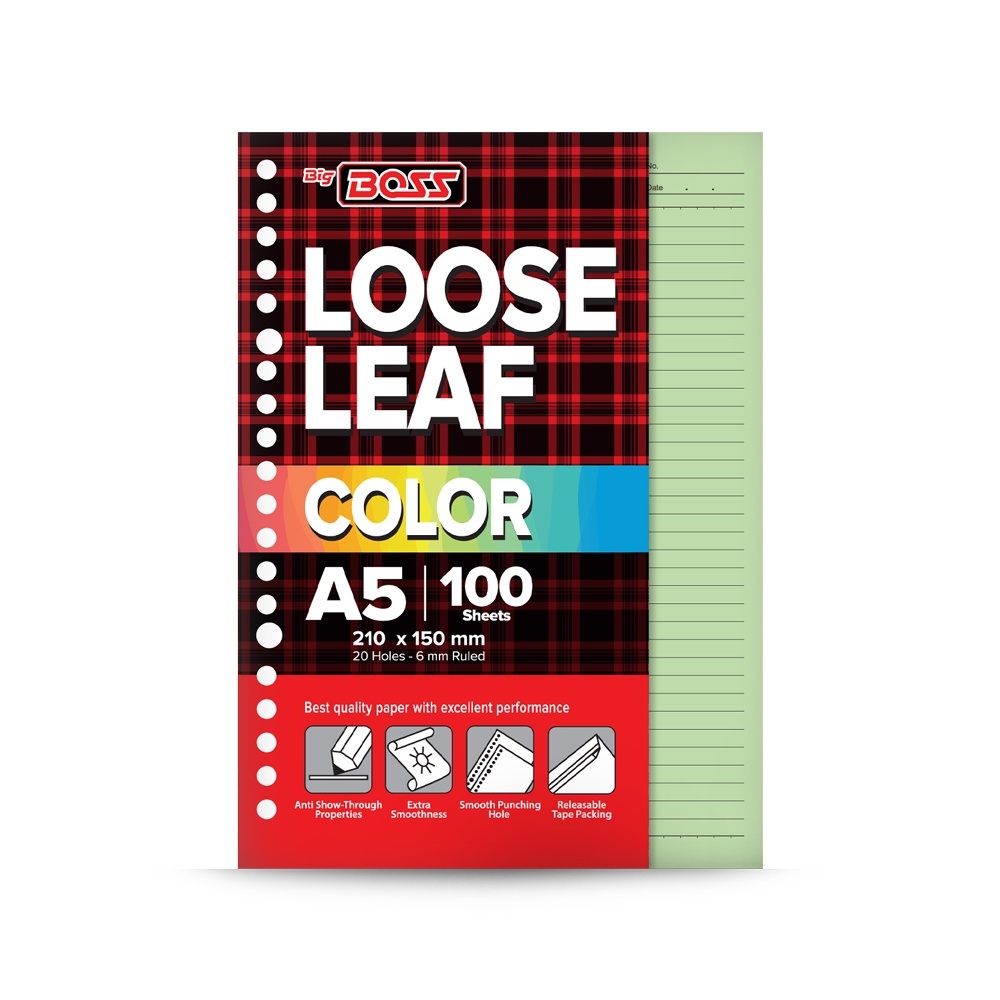 

BigBoss Loose Leaf A5 100 Lembar Green Kertas Binder