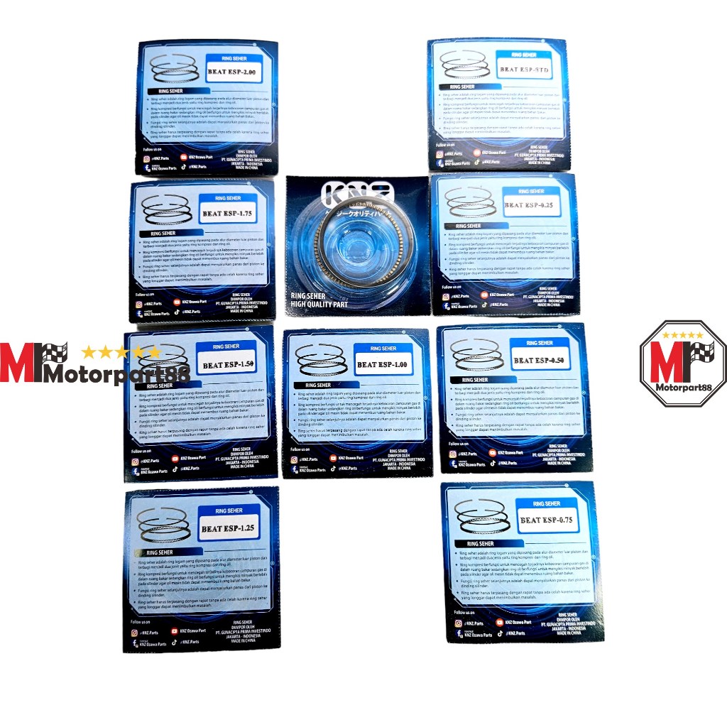 Ring Piston Seher Beat Esp Pop Scoopy Fi Esp Stater Halus K44 OS STD - 200 Knz Std / 25 / 50 / 75 /