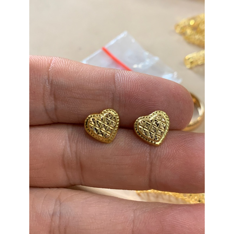 anting emas asli kdr 700 model love ukir