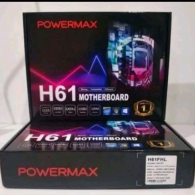 MOBO MOTHERBOARD POWERMAX H61 LGA 1155 DDR3 VGA HDMI + SLOT M2 NVME BARU