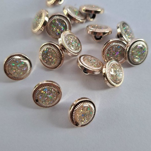 COD Isi 100 pcs Kancing Jamur Emas GLITER 9 / 11 / 13 mm - Kancing Baju EMAS GLITER IMPORT