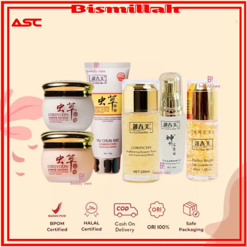 PAKET lengkap Yu Chun Mei Original 100% BPOM Glowing Pemutih Wajah Perawatan Tubuh Skincare Set Beka