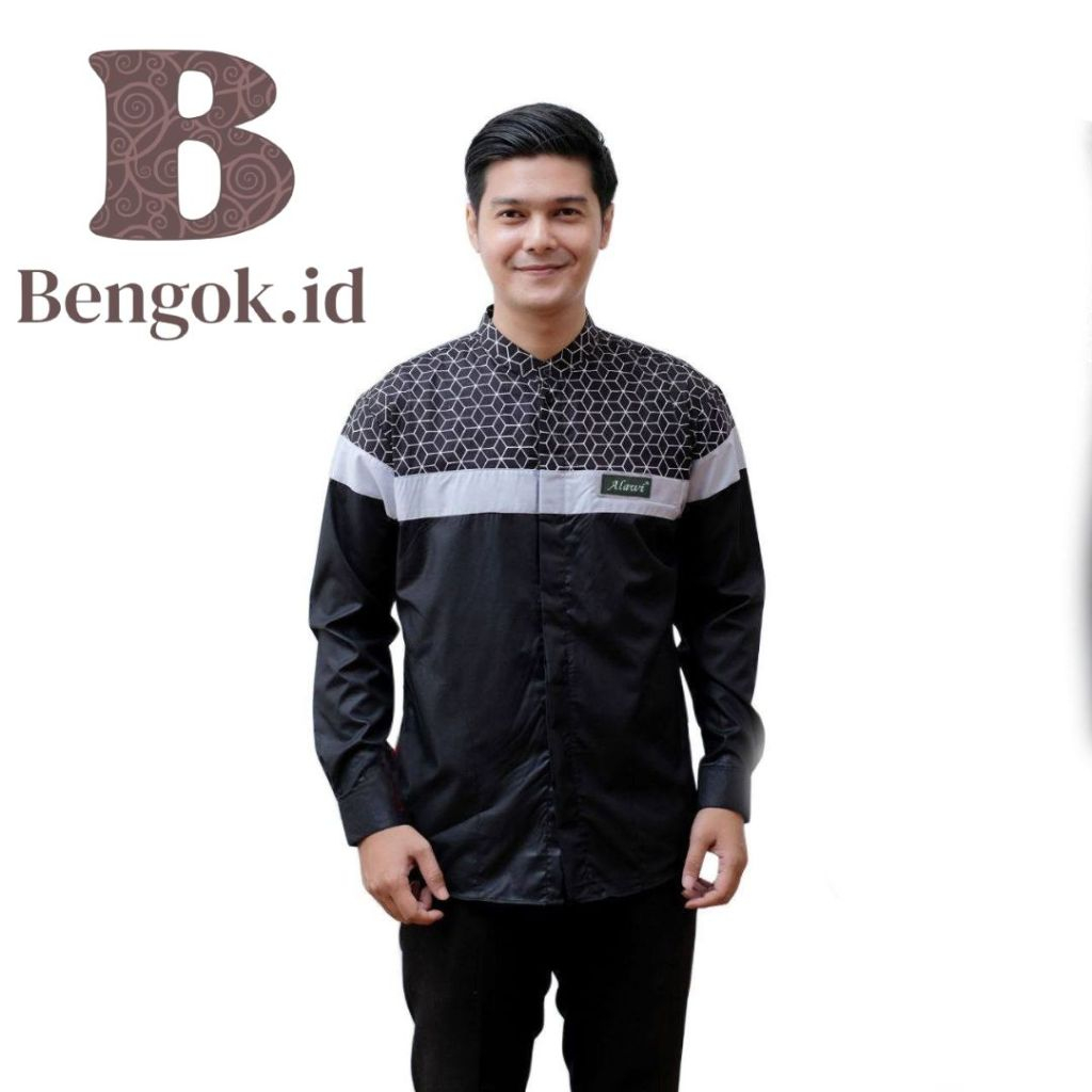 KUALITAS SUPER KEMEJA KOKO LENGAN PANJANG DEWASA MOTIF SENOPATI WARNA COKSU - BAJU KOKO DEWASA MOTIF