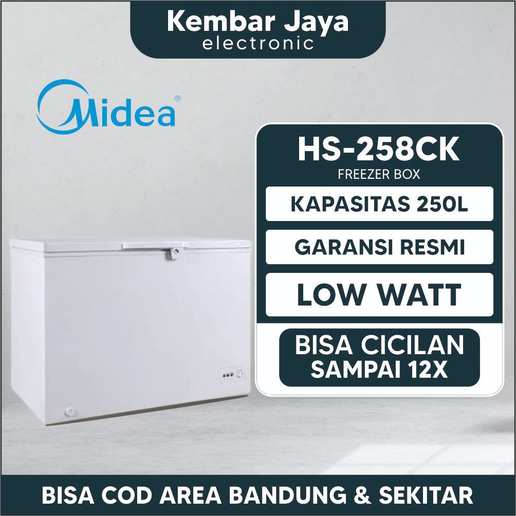 Midea Chest Freezer 200 Liter Box Freezer Type HS-258CK 258CK Cooler Box Pembeku