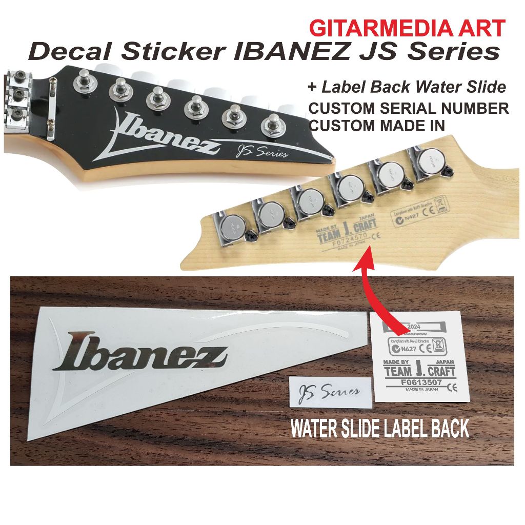 LOGO IBANEZ JS SERIES WATER SLIDE DECAL STICKER STANDART SIZE CUSTOM LOGO DECAL IBANEZ