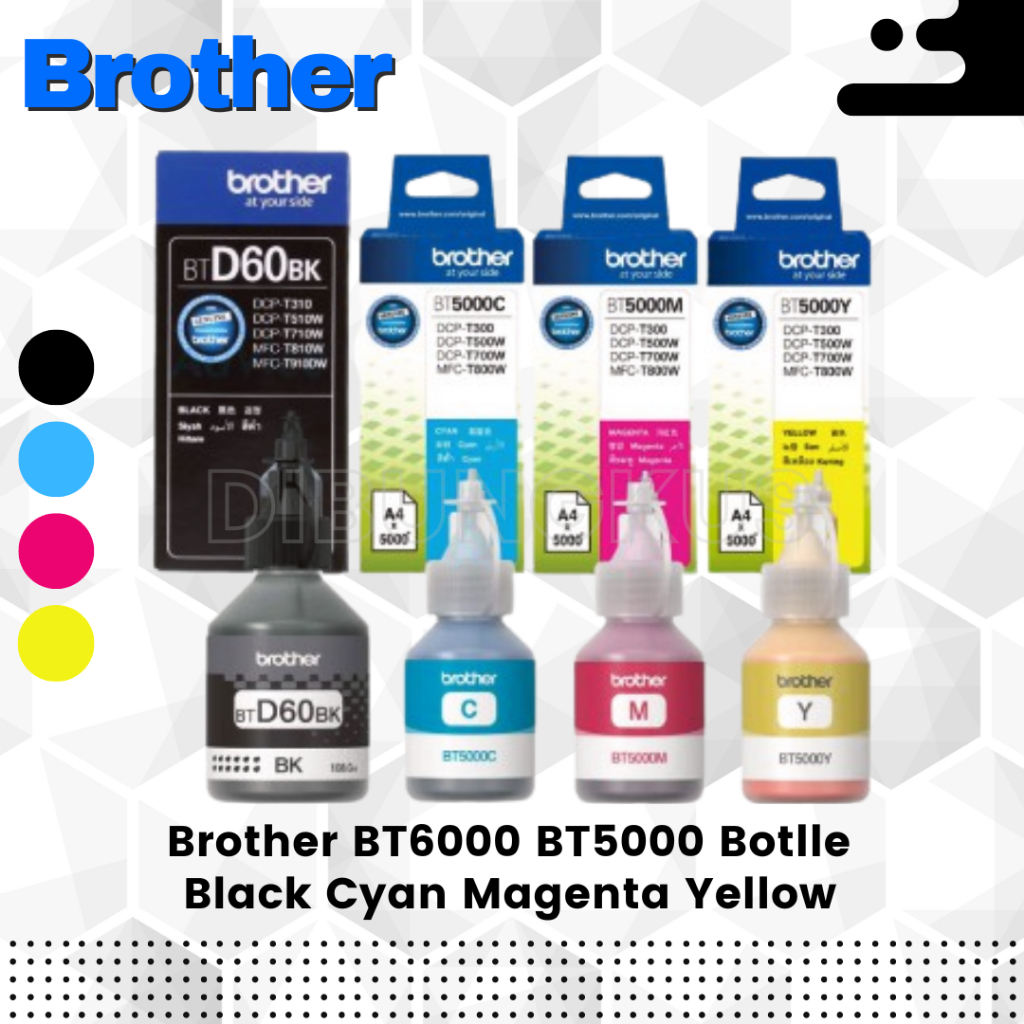 

1 Set Tinta Brother BT6000 BT5000 BCMYK 100% Original