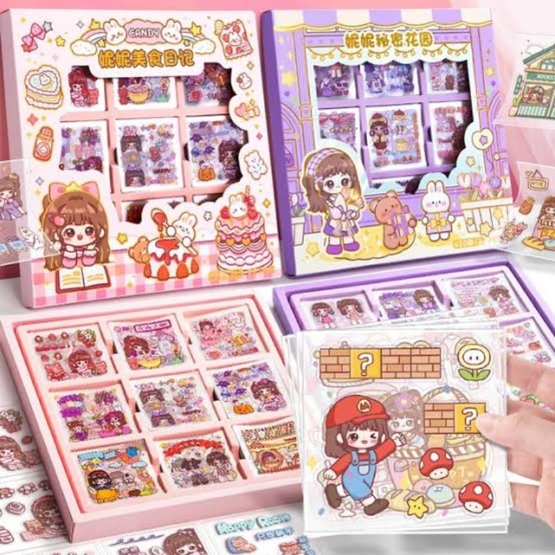 

Stiker PVC Nini Jumbo Series 450 Lembar/ sheets Motif Berbeda Kartun Korea Aesthetic Lucu Dekorasi Scrapbook|DIY|BOTOL|Journaling 5 /10 Lembar