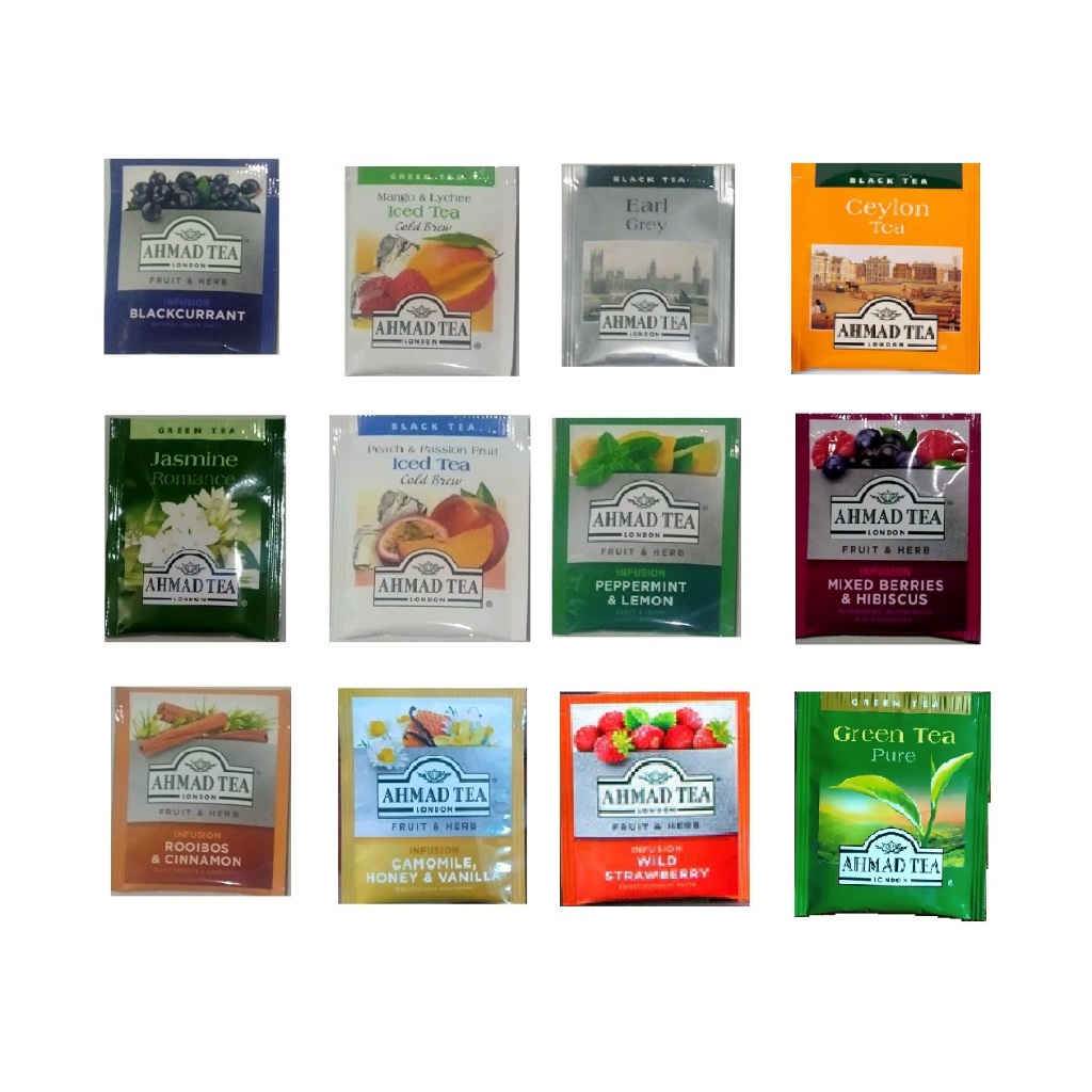 

AHMAD TEA LONDON TEH SACHET ECERAN ANEKA RASA - English Breakfast Earl Grey Camomile Lemon Strawberry Peppermint Blackcurrent Peach Fruit Cinnamon Ginger Herbal Infusion Lemongrass Rosehip Cherry Citrus