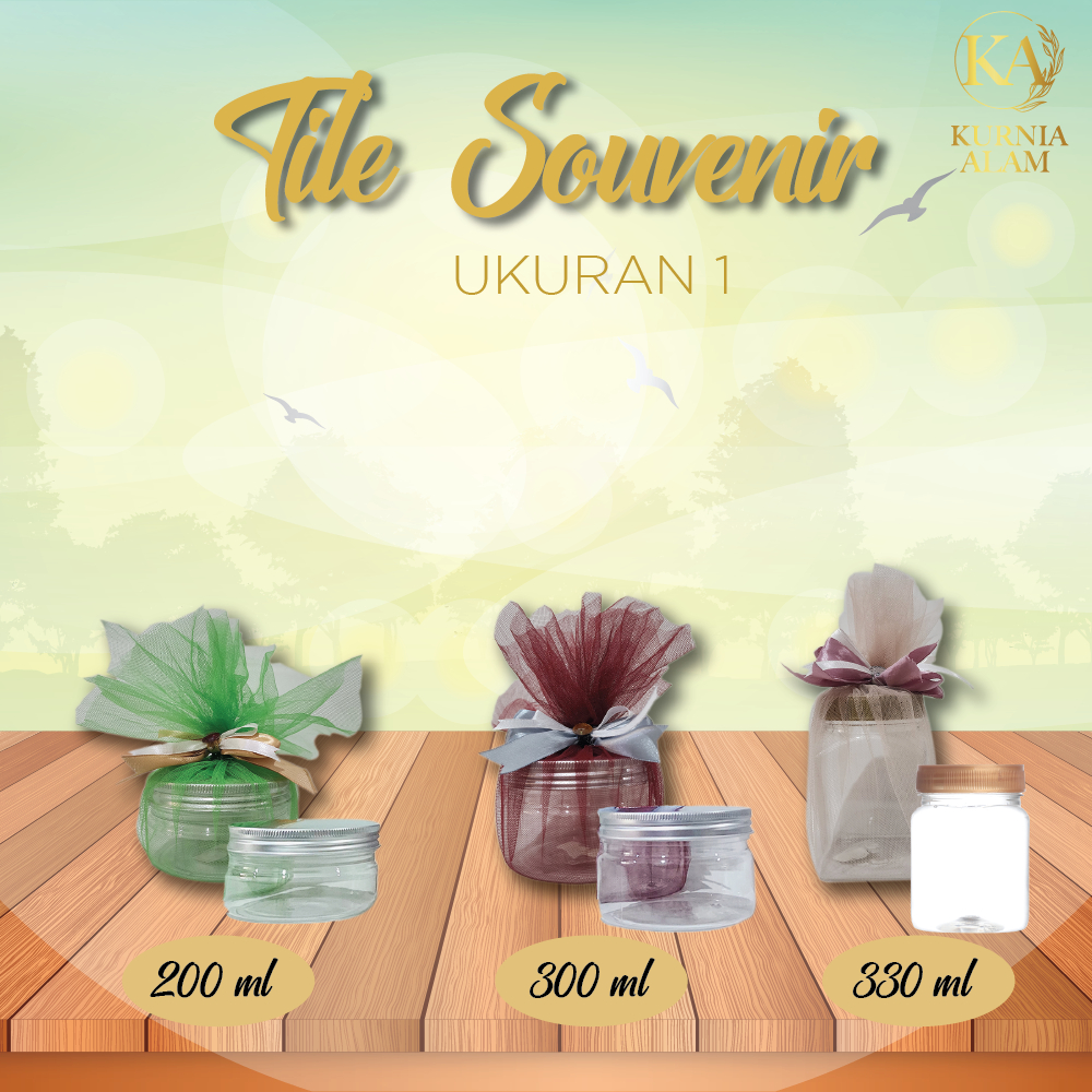 Tile Souvenir Pembungkus Toples Tille Kaku Sedang Ukuran 200ml 300ml 330ml Parcel Hampers jar