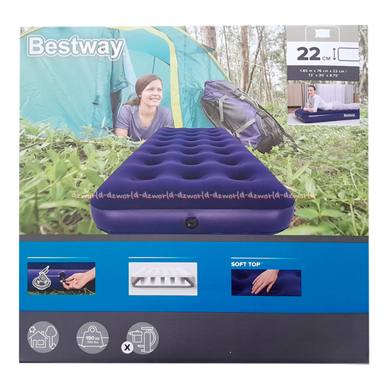 Bestway 22cm Comfort Single Kasur Angin Kasur Portabel Tiup Pompa Bludru Untuk 1 Orang Best Way Matt