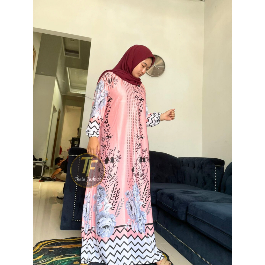 Gamis Hyget Bunga Andin Jumbo Premium Murah Elegan Wanita Muslimah Dewasa Remaja Perempuan Daster Pa