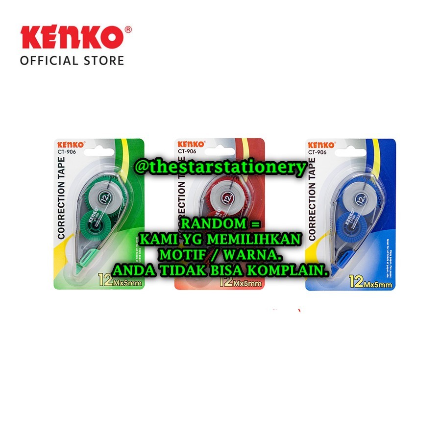 

(1 Biji) GROSIR Correction Tape Kenko CT-906 12 M x 5 Mm / Correction Tape Pita Koreksi Kenko CT906 / Kenko CT 906