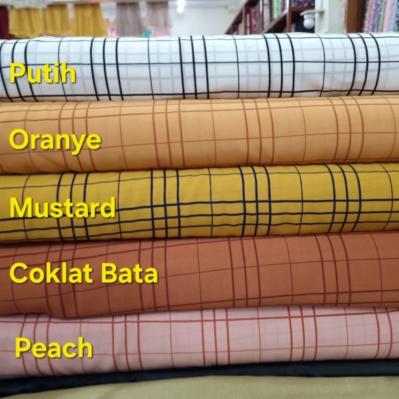 Kain Woolpeach Wolfis Lebar 150 cm Motif Kotak (Harga per 0,5m)