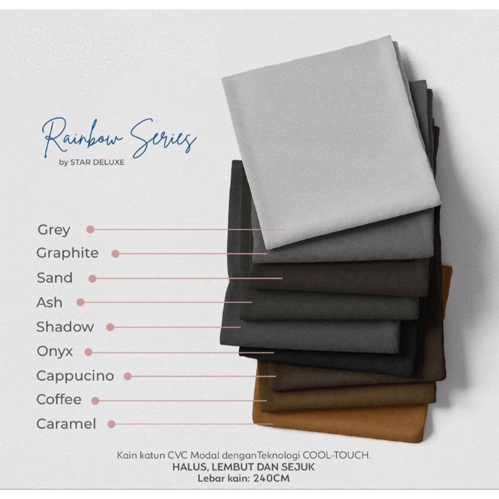 Katun Lokal /Kain CVC/Kain Sprei Meteran Polos / ESRA STAR BEVERLY CATRA NIKITA