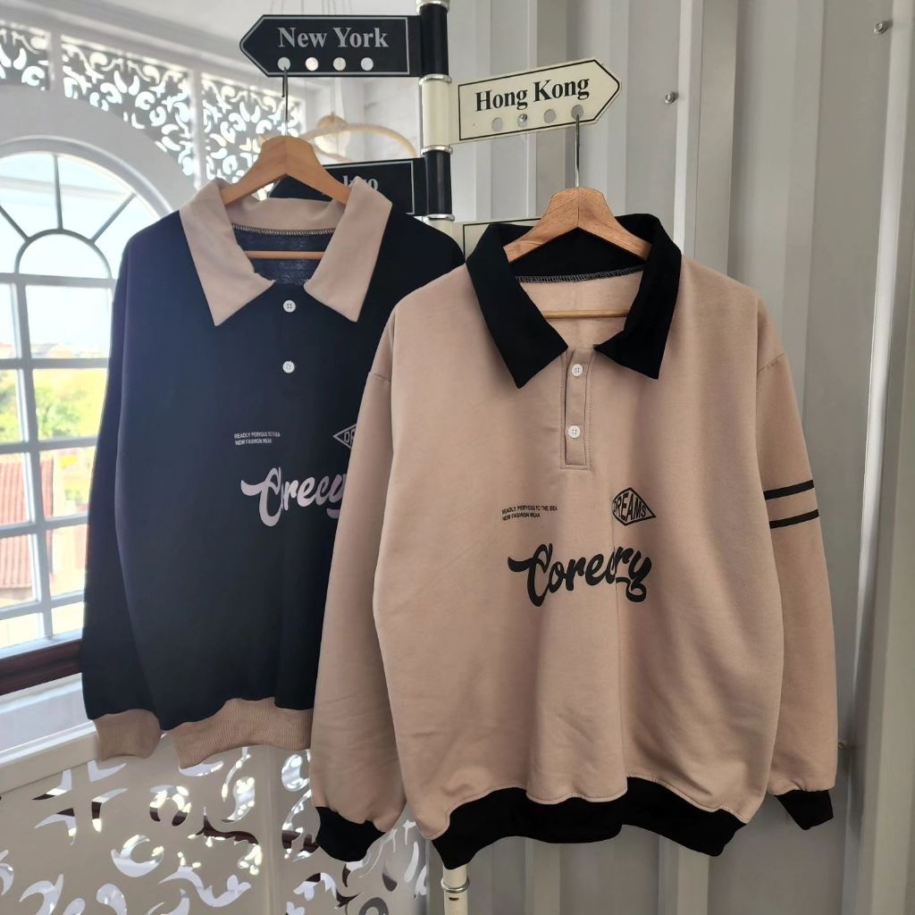 ( isi 2 pcs ) Jaket couple pasangan terbaru COREEORY OVERSIZE / sweater couple pasangan atasan crewn