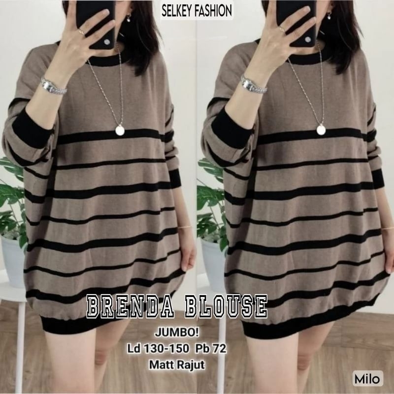 ATASAN BLOUSE RAJUT JUMBO/BRENDA/BLOUSE SWEATER WANITA RAJUT JUMBO LD 150 CM FIT XXXXL