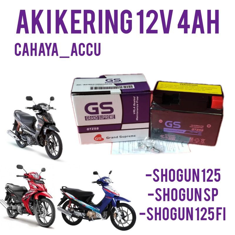 AKI MOTOR SHOGUN 125, SHOGUN SP, SHOGUN 125 FI AXELO AKI KERING GS GRAND SUPREME 12V 4AH GTZ5S