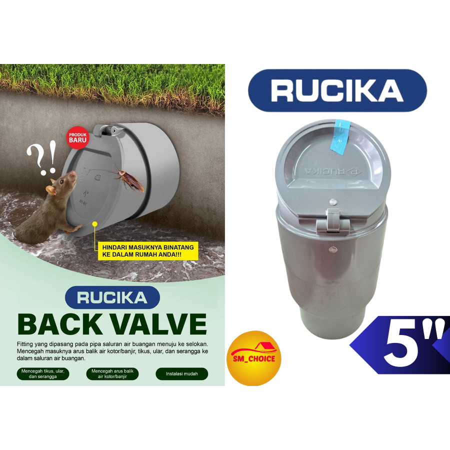 BACK FLOW VALVE 5" TUTUP ANTITIKUS RUCIKA 5 INCH BACK FLOW 5" RUCIKA