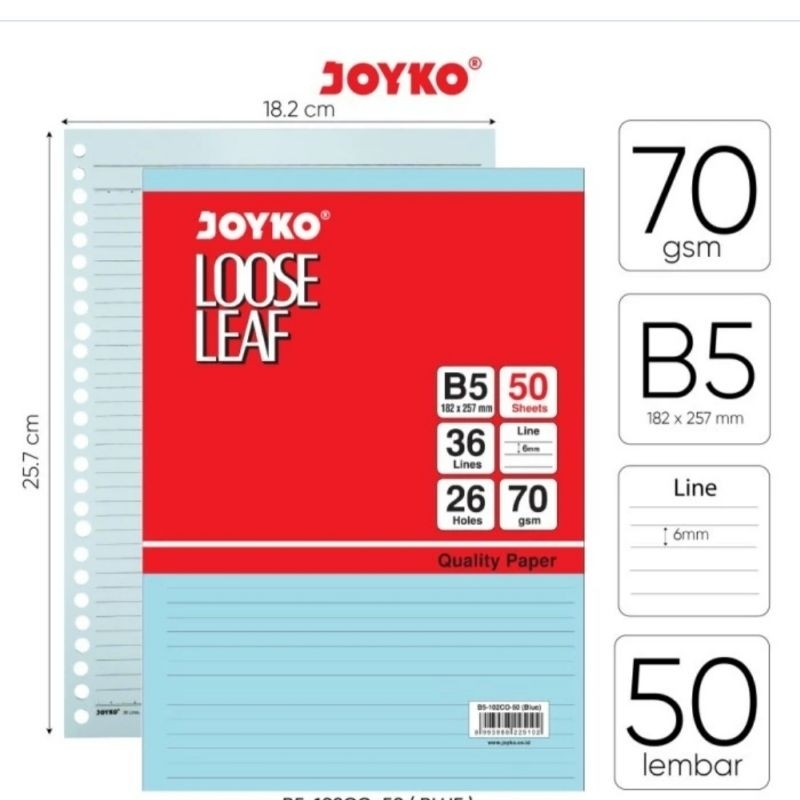 

Loose Leaf Joyko B5 isi 100 Lembar / Kertas Binder