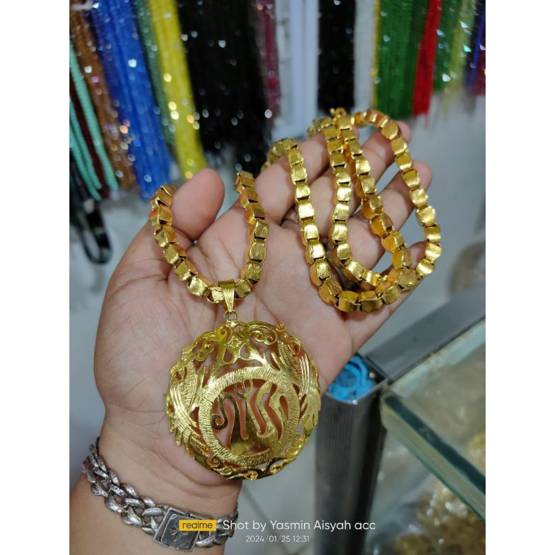 kalung padi JUMBO dapat liontin berat 10 suku Kemiripan SEPERTI emas asli