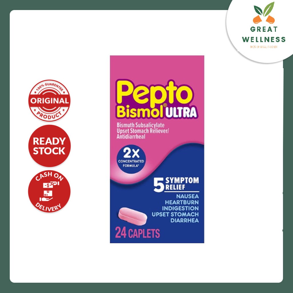 (BISA COD) Pepto Bismol Ultra 2x Concentrated Formula - 24 Caplets