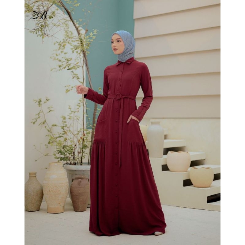 basic dress hlzb maroon preloved size L