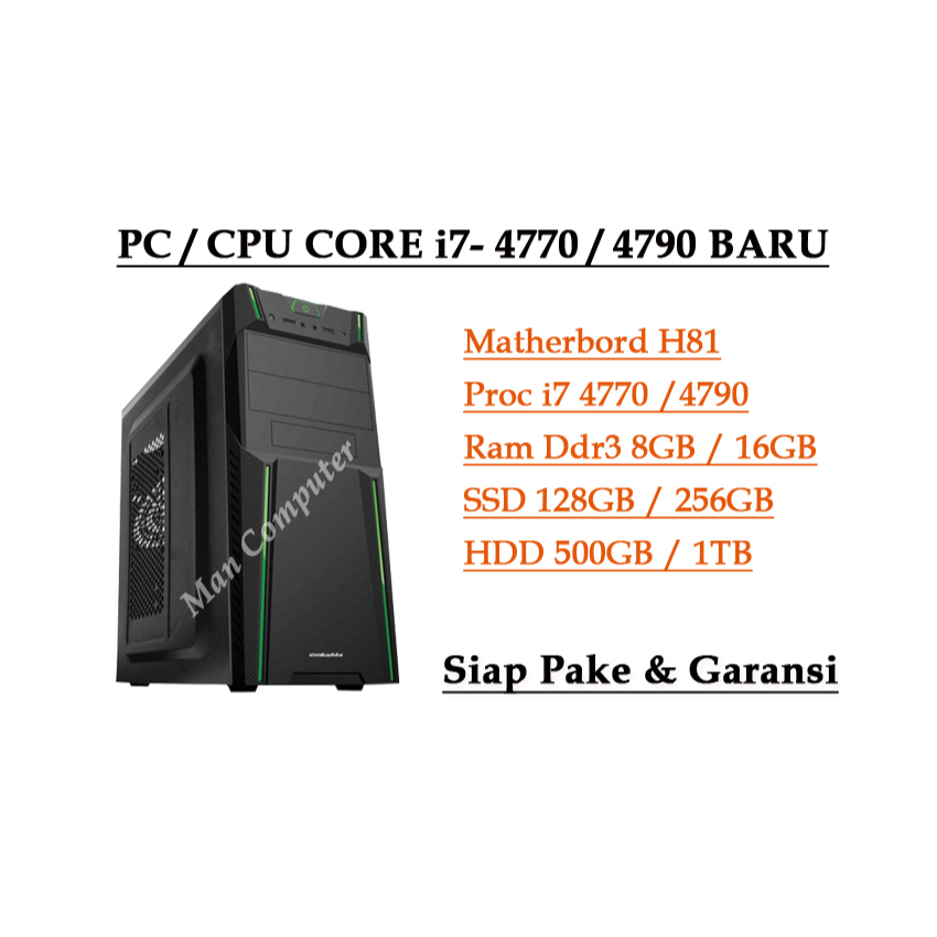 PC/CPU Rakitan Core i7 4770/4790 BARU Casing Simbada