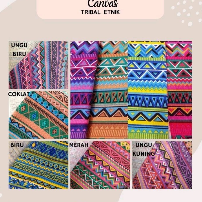 Kain Kanvas Meteran Motif Etnik Tribal Bahan Tas Kanvas