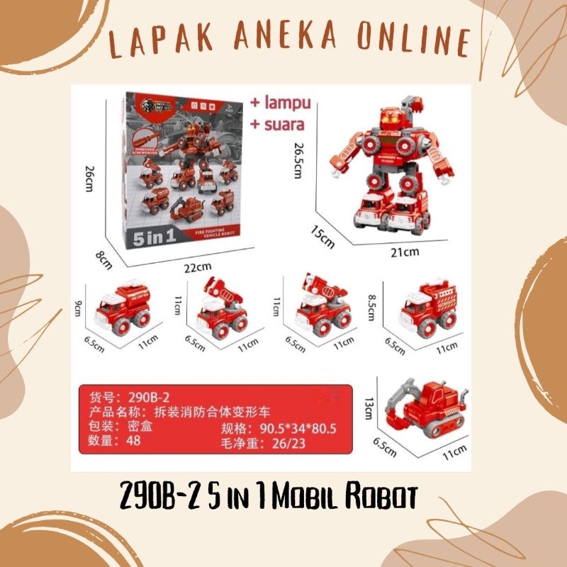 Mainan anak laki Deformation 5 mobil bisa jadi Robot