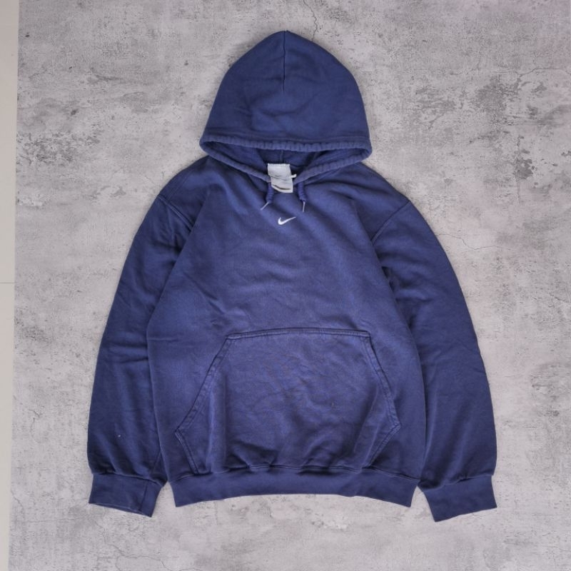 Vintage Hoodie Nike Center Swoosh Navy