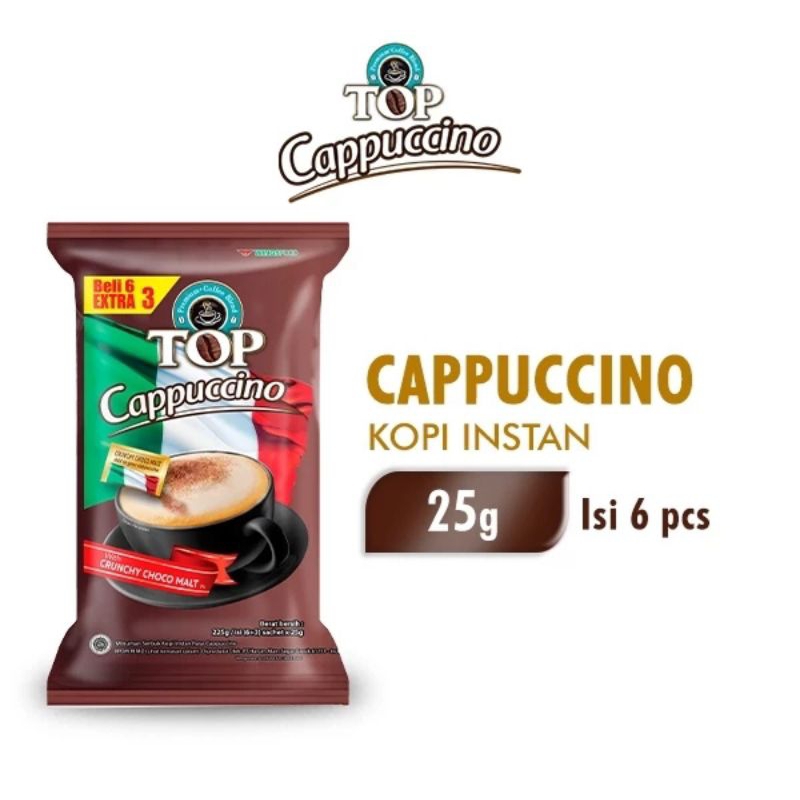 

top coffe kopi instans cappuccino 25 g isi 6 pcs