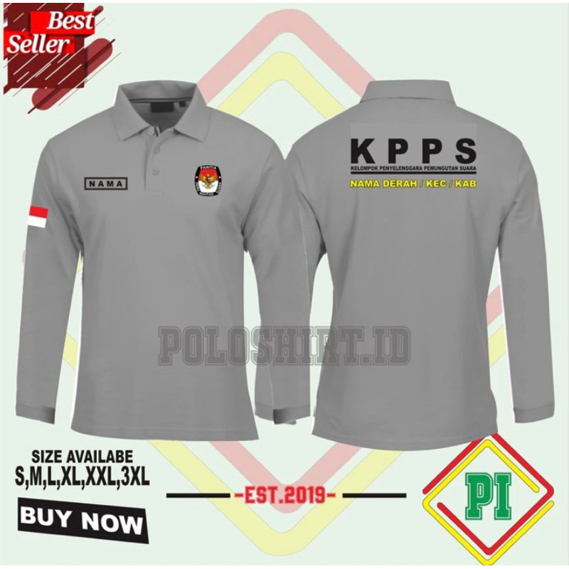 POLOSHIRT KAOS KERAH PANJANG KPPS / KAOS POLO KERAH KPPS FREE NAMA / NAMA DAERAH / JABATAN