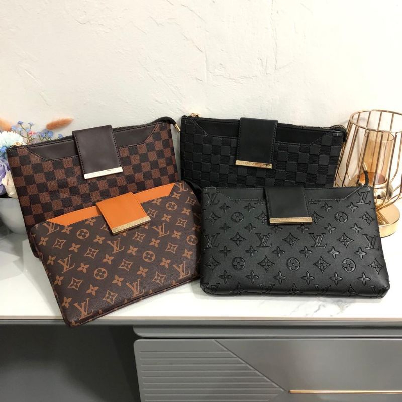 NVBags - CLUTCH SELEMPANG  LIDAH LV COKLAT HANDBAG PRIA WANITA TAS FASHION MURAH