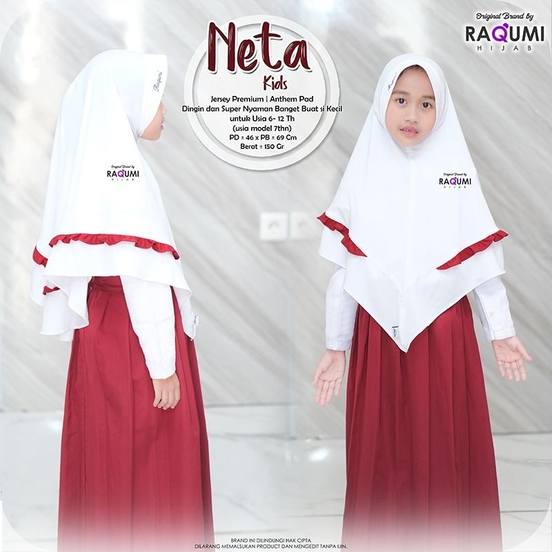 NETA KIDS BRAND ORI BY RAQUMI //HIJAB ANAK // HIJAB KIDS // HIJAB SEKOLAH // HIJAB JERSEY // HIJAB I