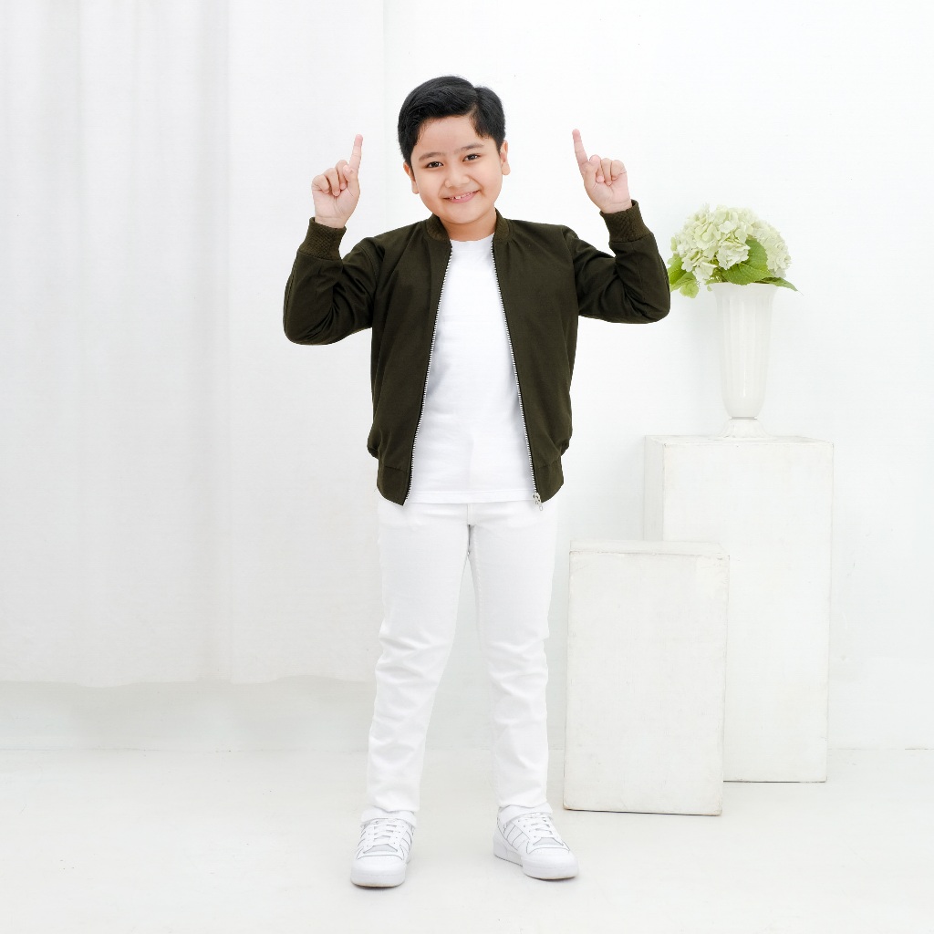 Libra Jaket Bomber Kanvas Anak Laki Laki Umur 2 3 4 5 6 7 8 9 10 11 12 13 Tahun Hijau Army Brofash K