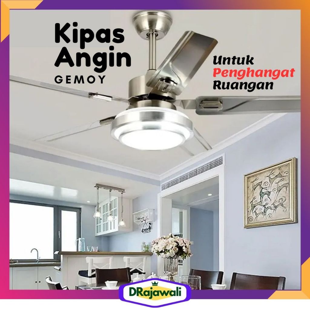 Kipas Angin Hias disertai Lampu Led Baling Baling Gantung Plafon Remot Murah
