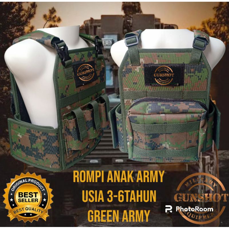 Rompi anak ARMY Loreng Tentara Usia 3-12tahun 03